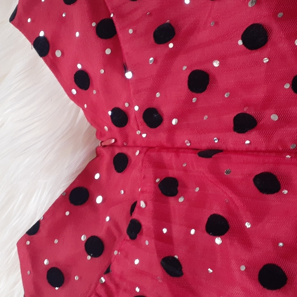 Bonnie Jean Red & Black Polka Dot Formal Dress Size 10 - Picture 6 of 7